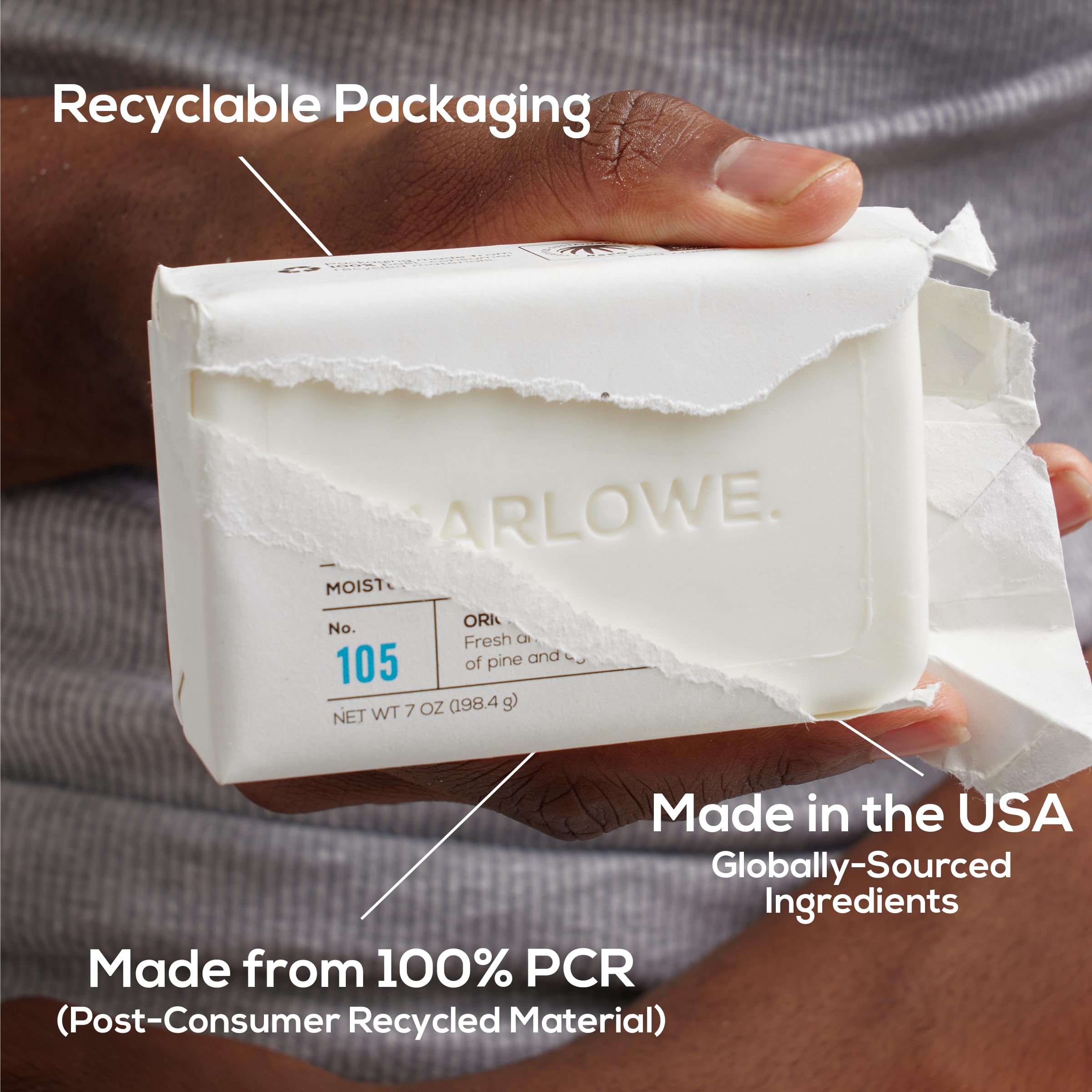 MARLOWE No. 105 Bar Soap for Men 7 oz – Moisturizing & Nourishing Sage & Fir Scent