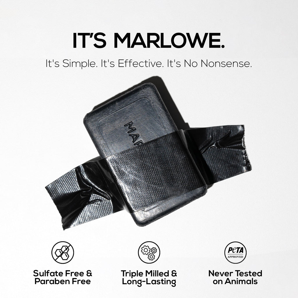 MARLOWE No. 106 Charcoal Soap 7 oz – Purifying, Hydrating Body Bar for Men