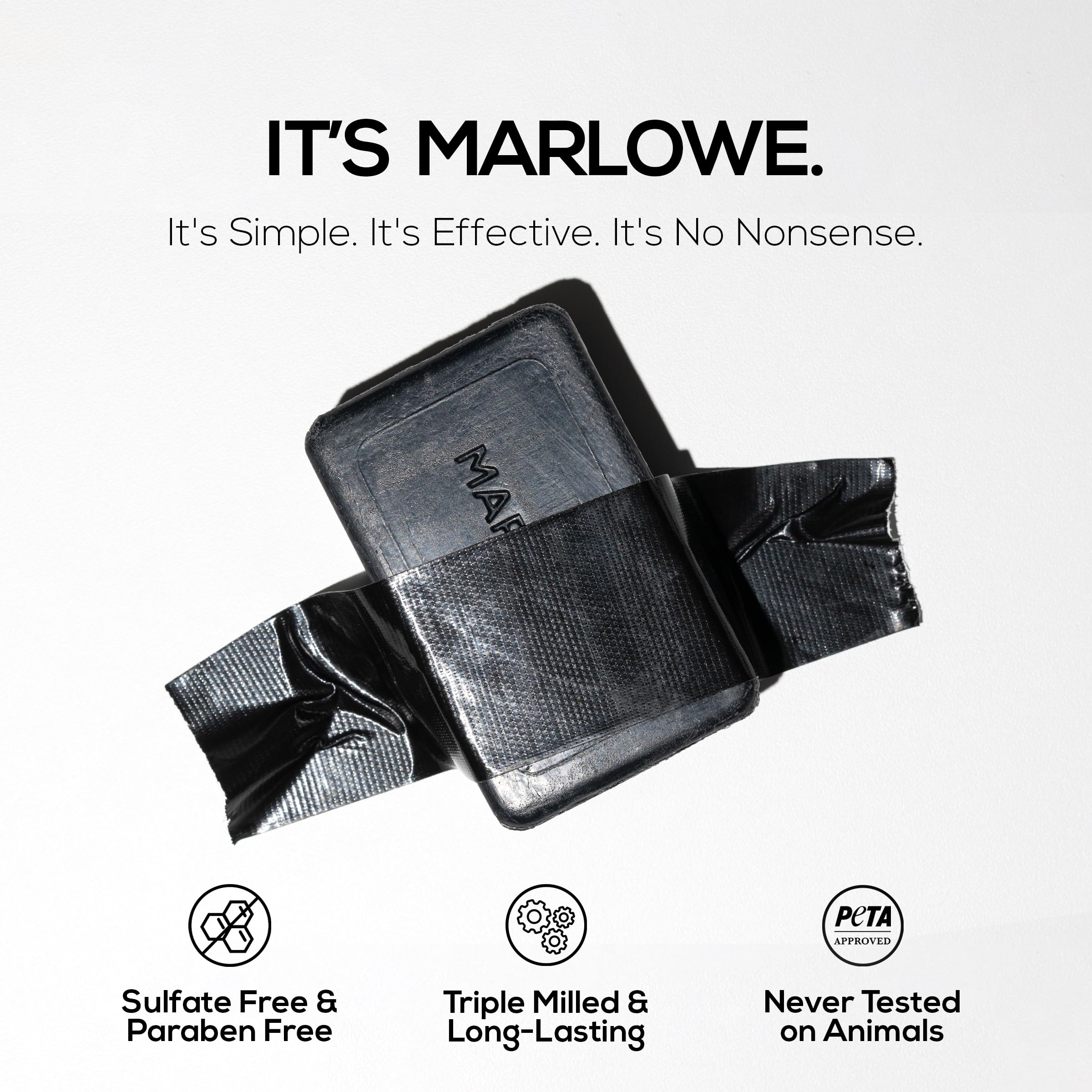 MARLOWE No. 106 Charcoal Soap 7 oz – Purifying, Hydrating Body Bar for Men