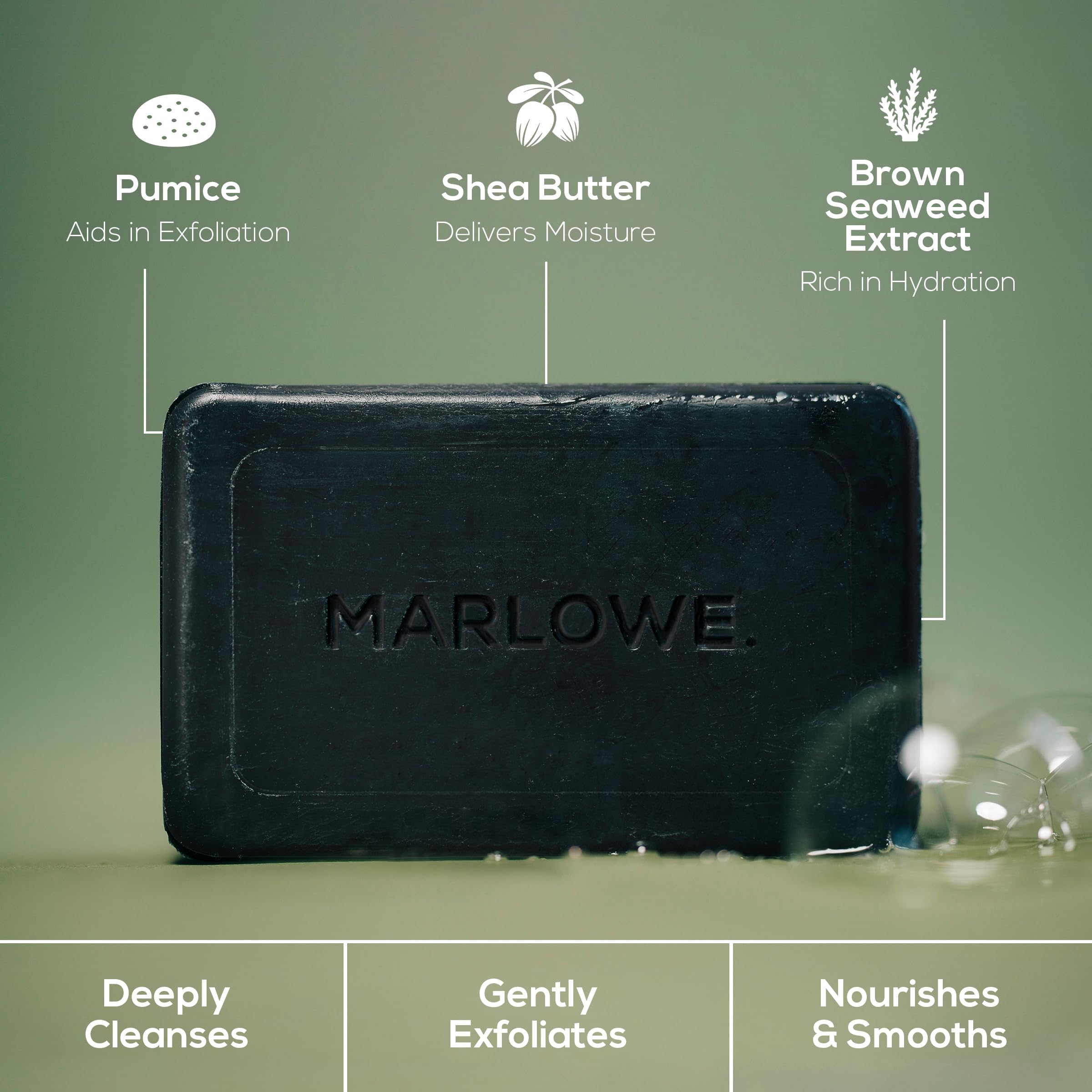 MARLOWE No. 106 Charcoal Soap 7 oz – Purifying, Hydrating Body Bar for Men