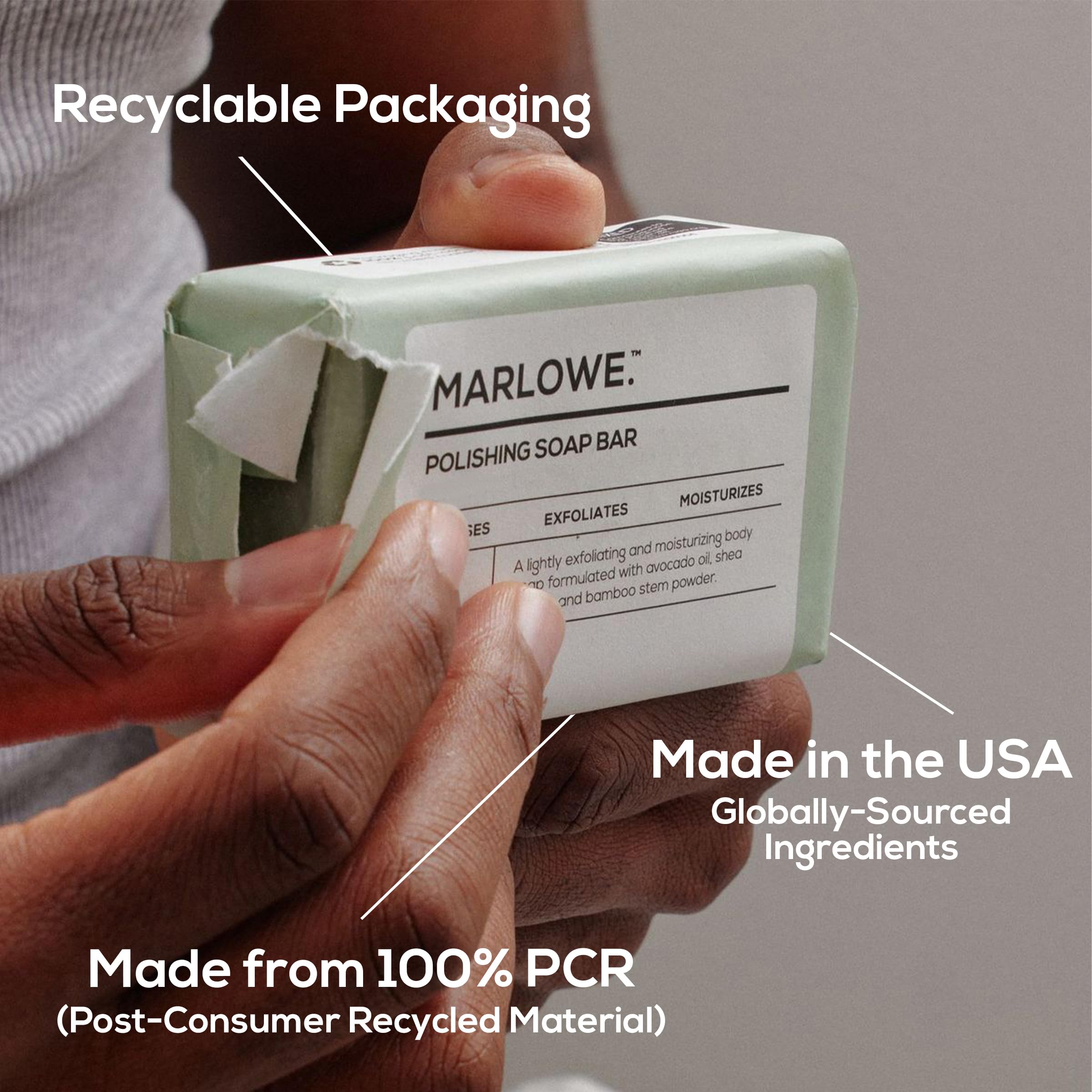 MARLOWE No.108 Lightly Exfoliating Soap Bar 7oz – 3 Bars | Polishing, Moisturizing & Cleansing for Men