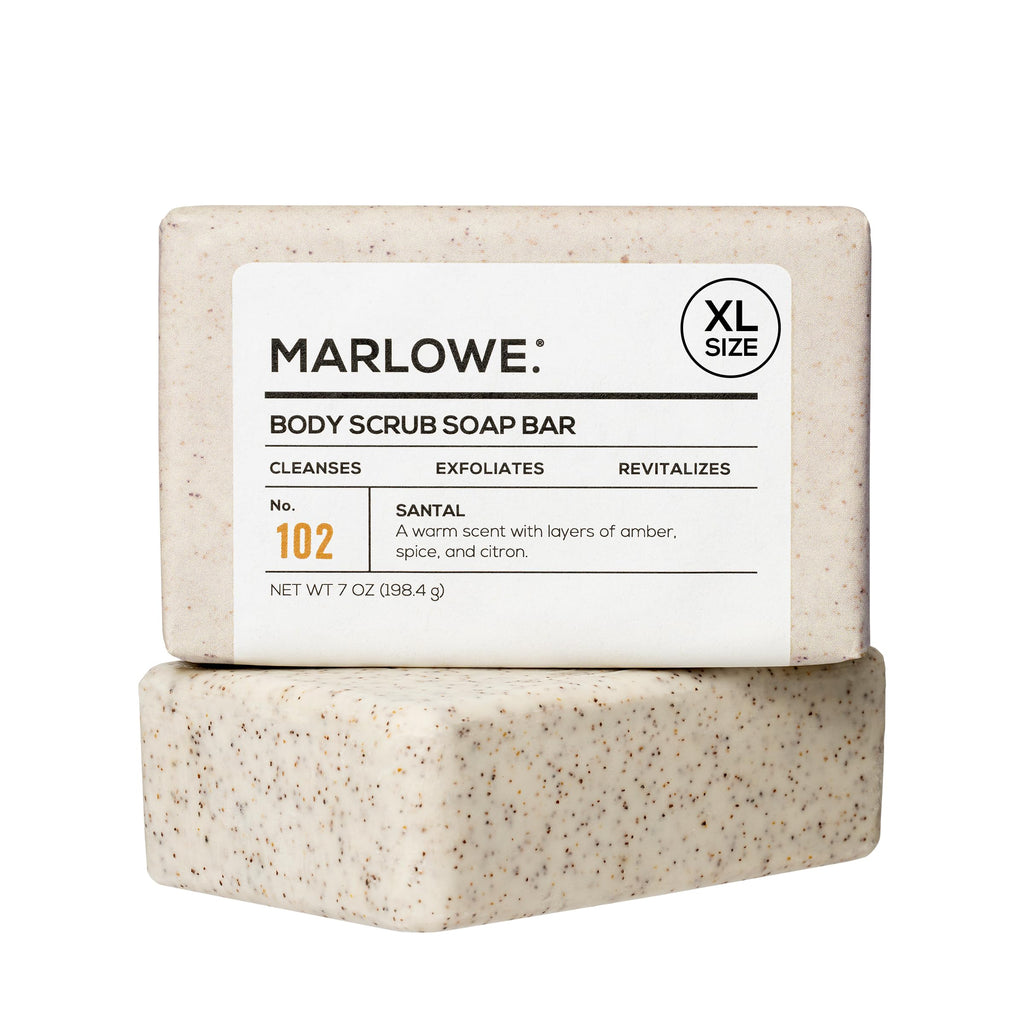 MARLOWE No. 102 Body Scrub Soap 7 oz – Santal | Exfoliating Bar with Shea Butter, Olive Oil & Green Tea