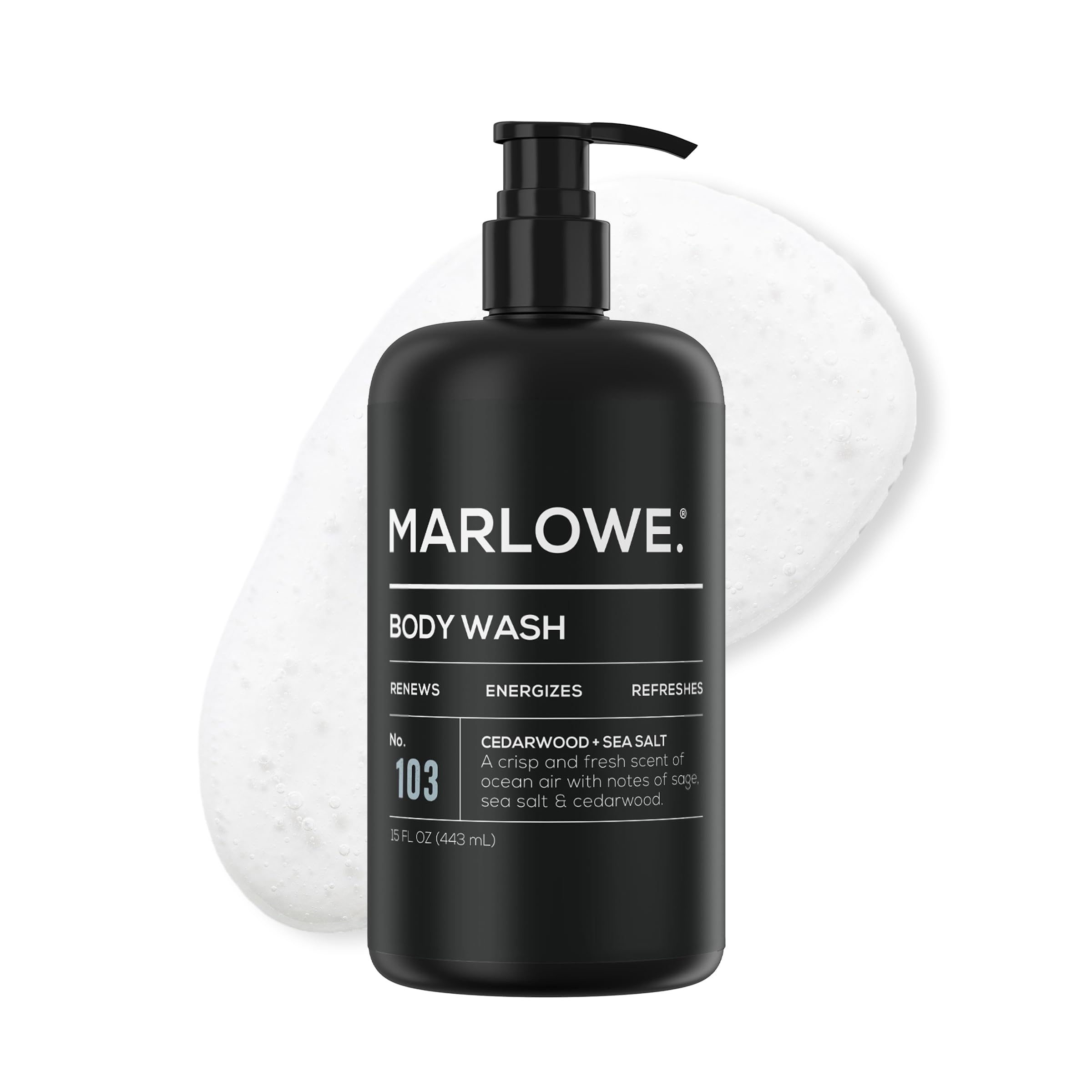 MARLOWE No. 103 Body Wash – Cedarwood & Sea Salt, 15 oz