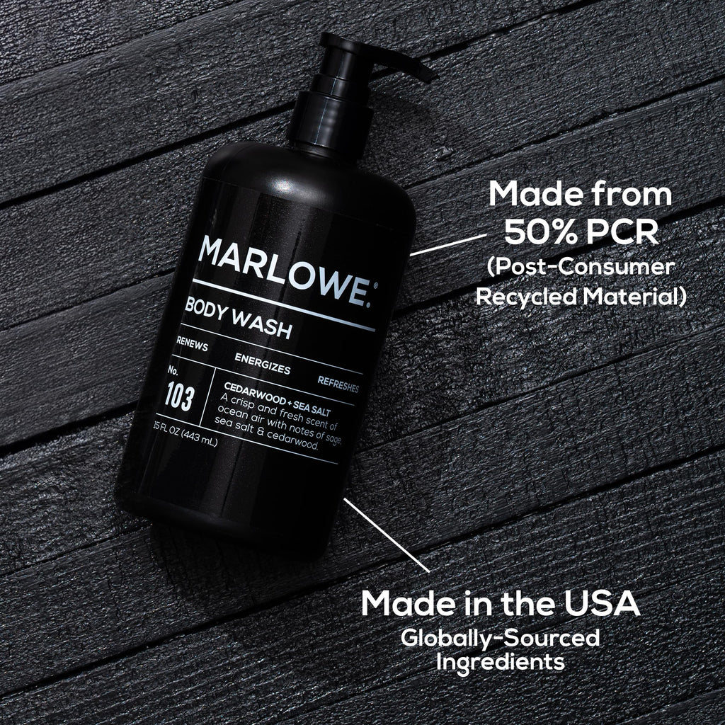 MARLOWE No. 103 Body Wash – Cedarwood & Sea Salt, 15 oz