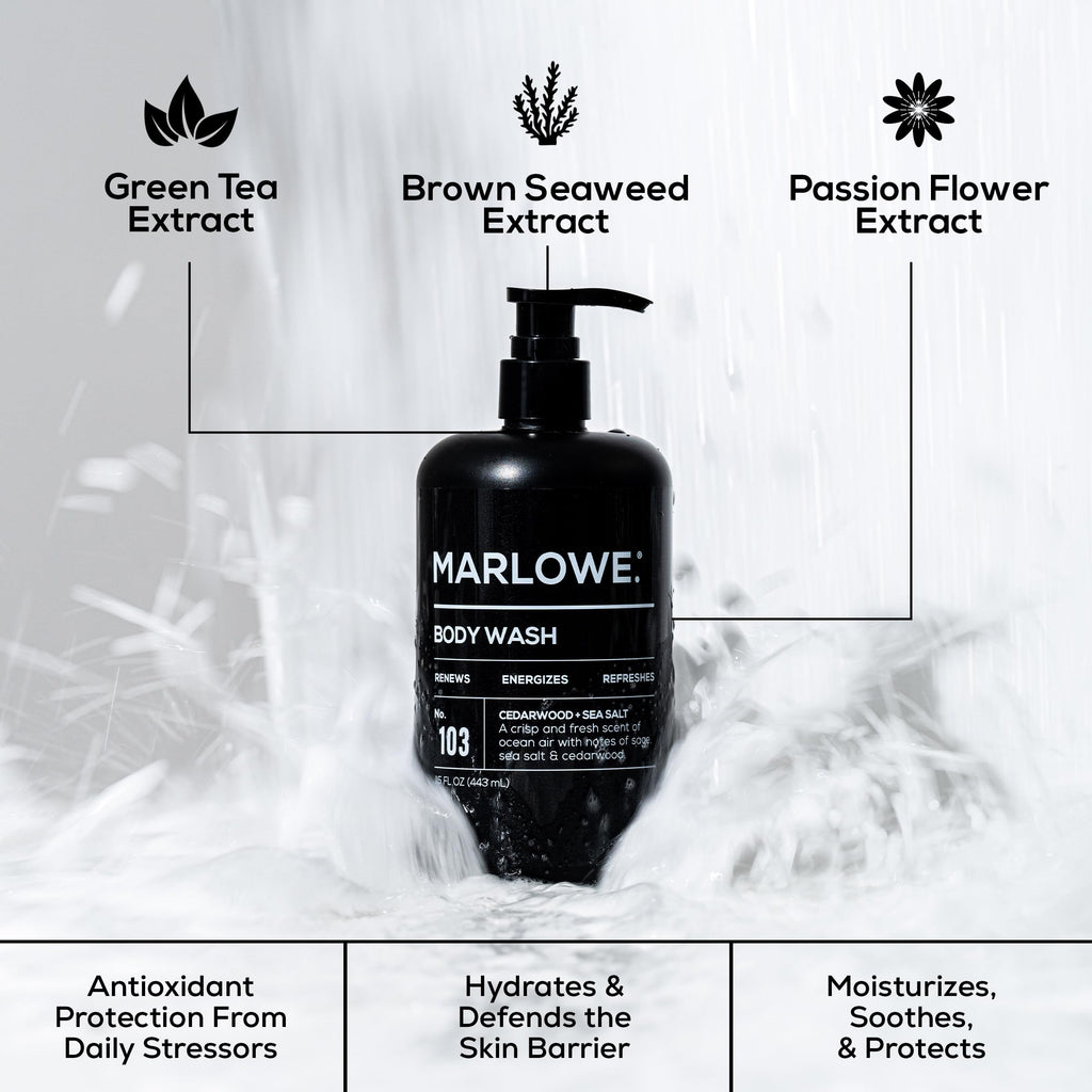 MARLOWE No. 103 Body Wash – Cedarwood & Sea Salt, 15 oz