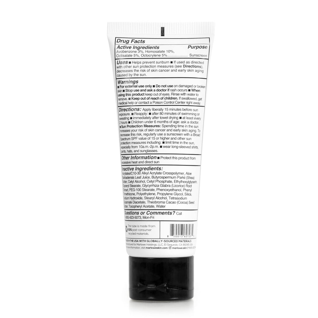 MARLOWE. No. 128 SPF 50 Men's Facial Lotion – Oil-Free, 3.4 oz