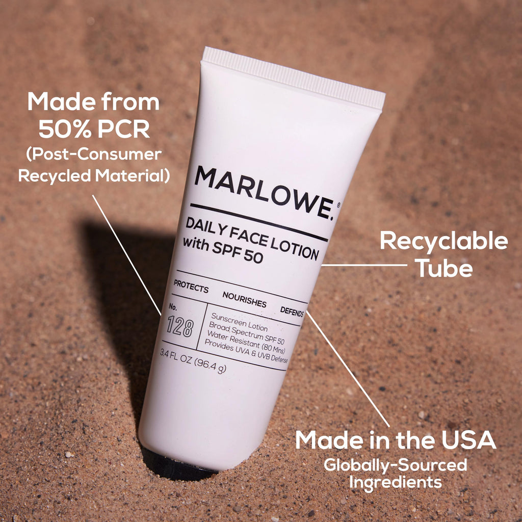 MARLOWE. No. 128 SPF 50 Men's Facial Lotion – Oil-Free, 3.4 oz