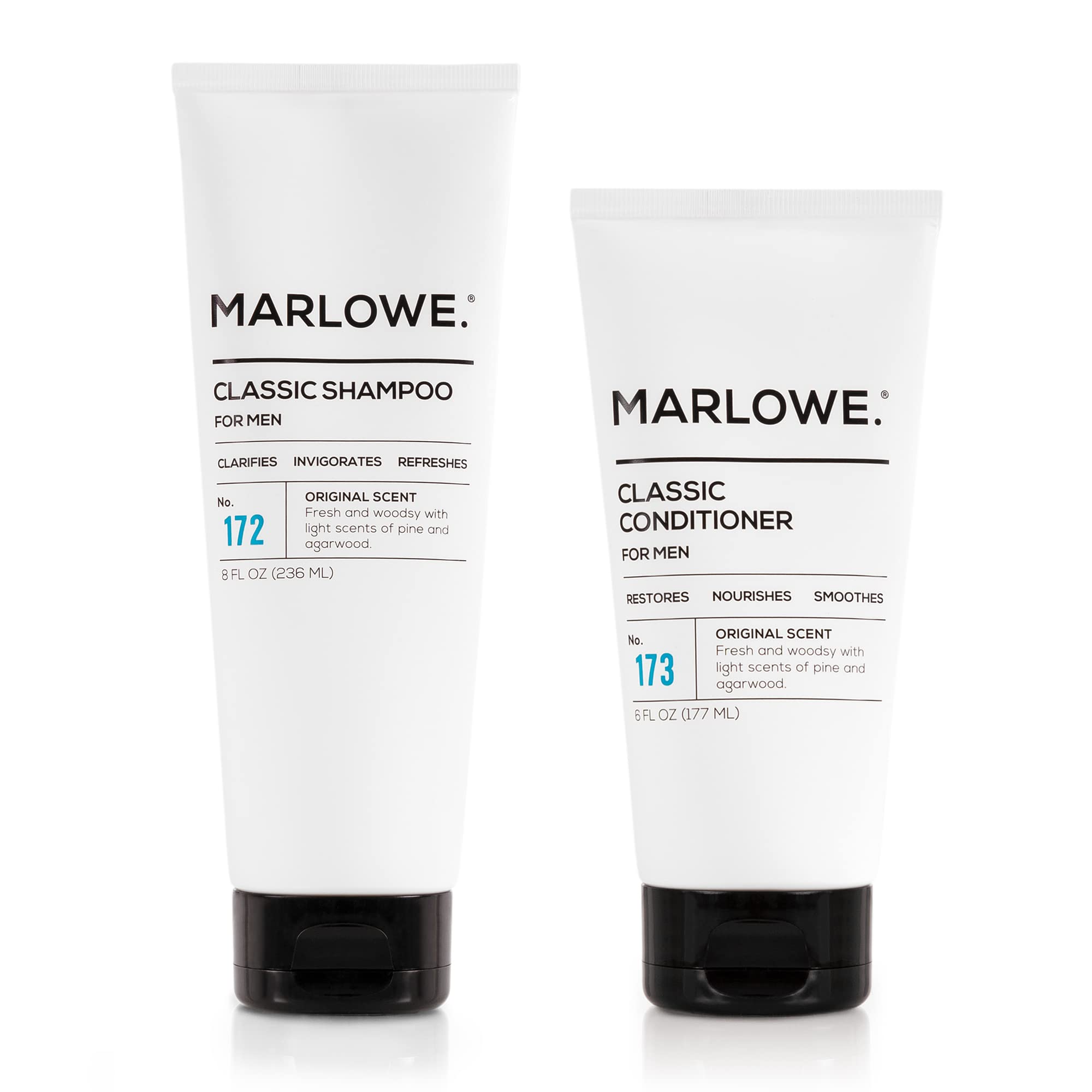MARLOWE. Men's Shampoo & Conditioner Set No. 172 & No. 173 — Argan & Coconut, Woodsy Scent