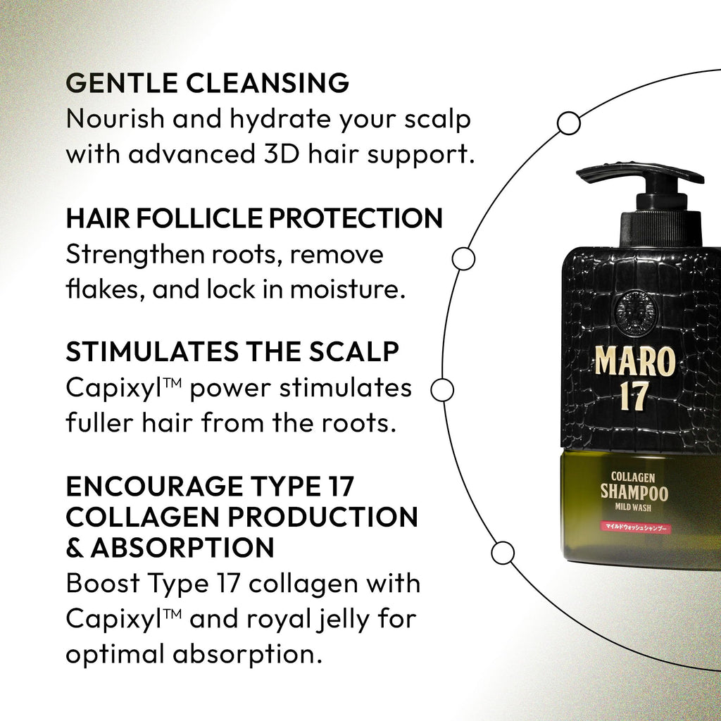 MARO17 Collagen Shampoo – Gentle Deep-Cleanse for Dandruff, Hydration & Collagen Support