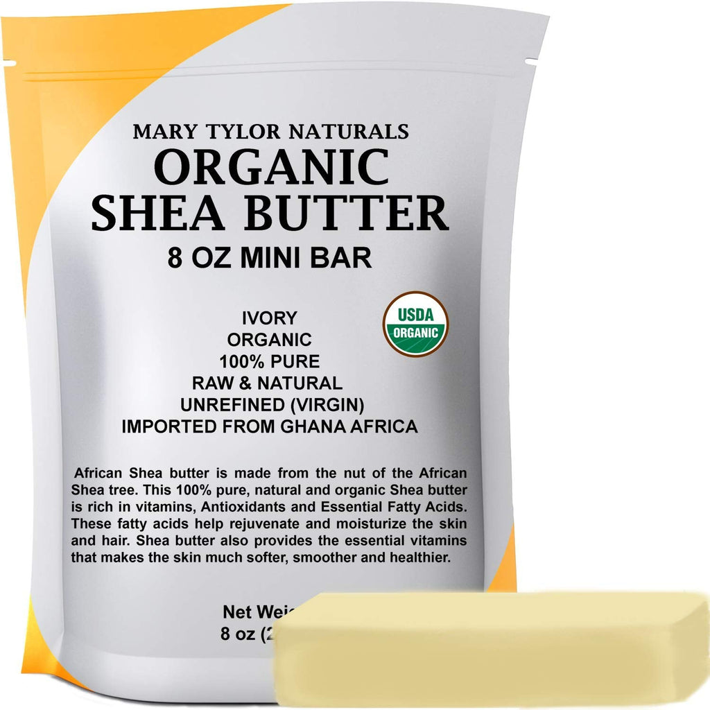 Mary Tylor Naturals Organic Shea Butter 8 oz – USDA Certified Raw, Unrefined Ivory from Ghana