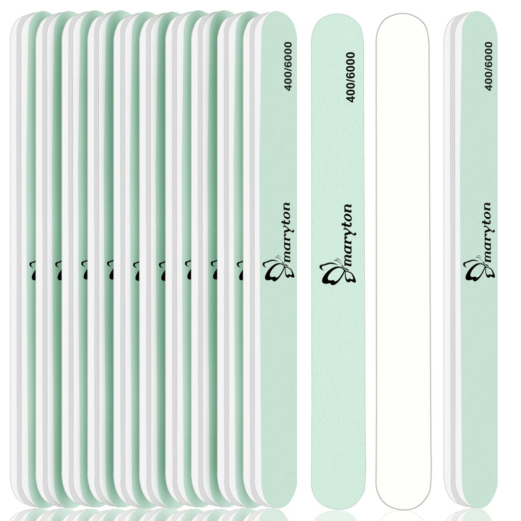 Maryton Nail Buffer and Shine Kit – 10pc Buffers (400/6000 Grit) for Natural Nails