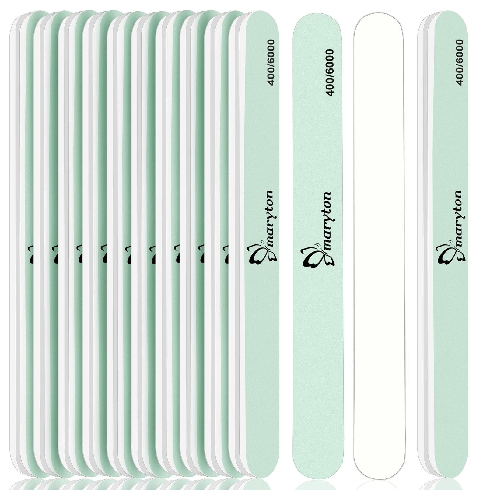 Maryton Nail Buffer and Shine Kit – 10pc Buffers (400/6000 Grit) for Natural Nails