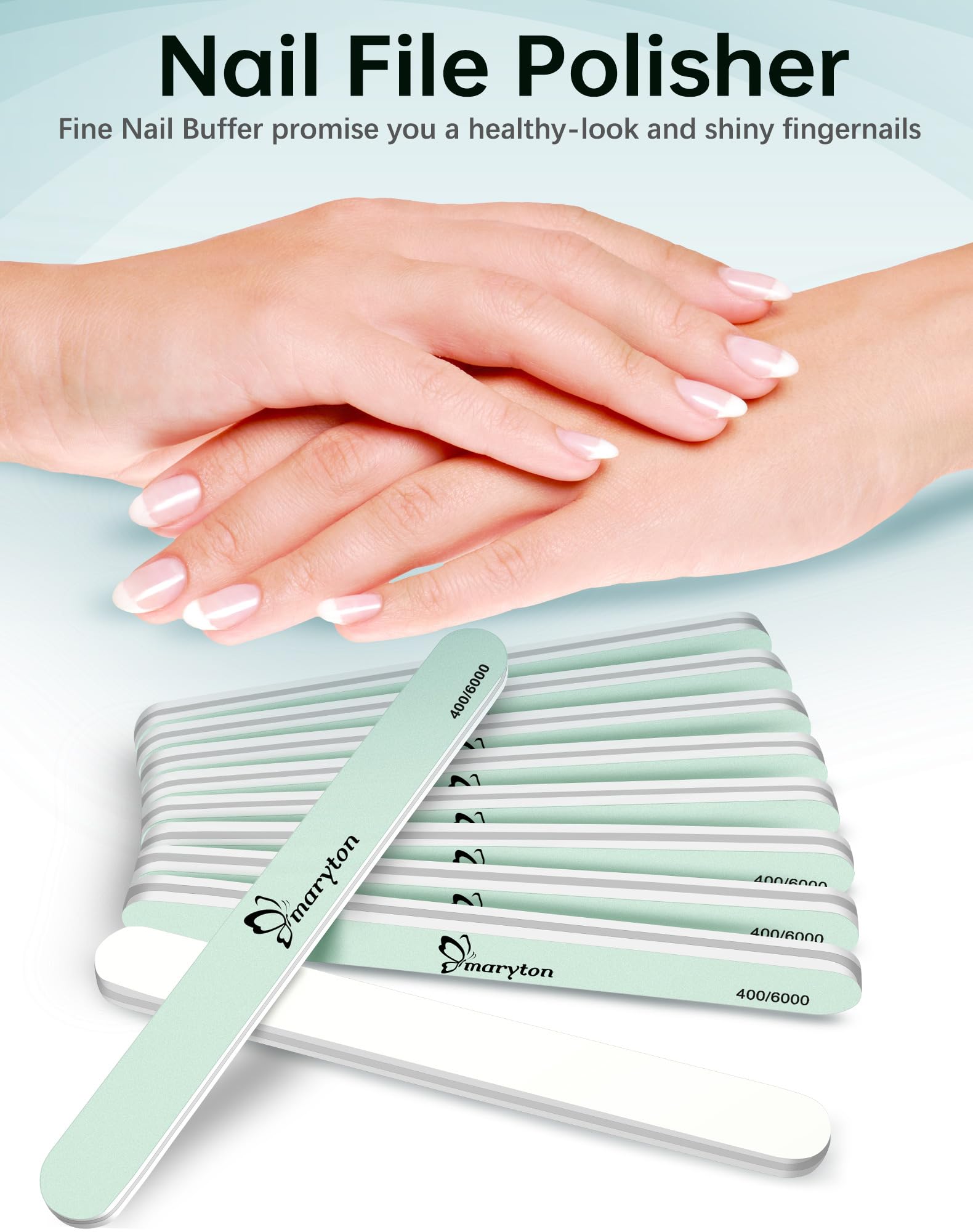 Maryton Nail Buffer and Shine Kit – 10pc Buffers (400/6000 Grit) for Natural Nails