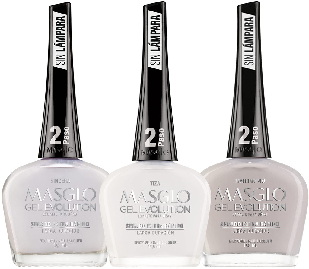 MASGLO Gel Evolution - Set of 3 No-Lamp Gel Polishes, 12-Day Wear