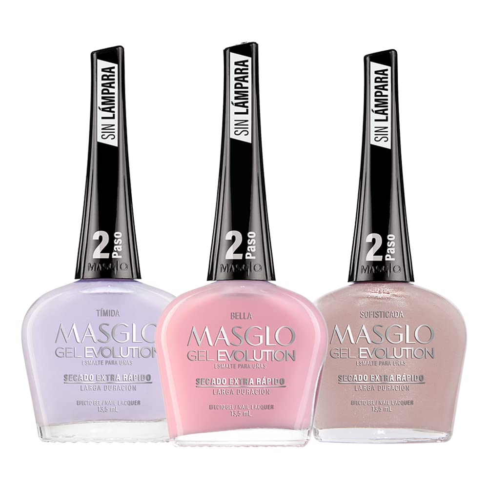 MASGLO Gel Evolution Set of 3 – Fast-Drying, No Lamp Needed, 12-Day Wear
