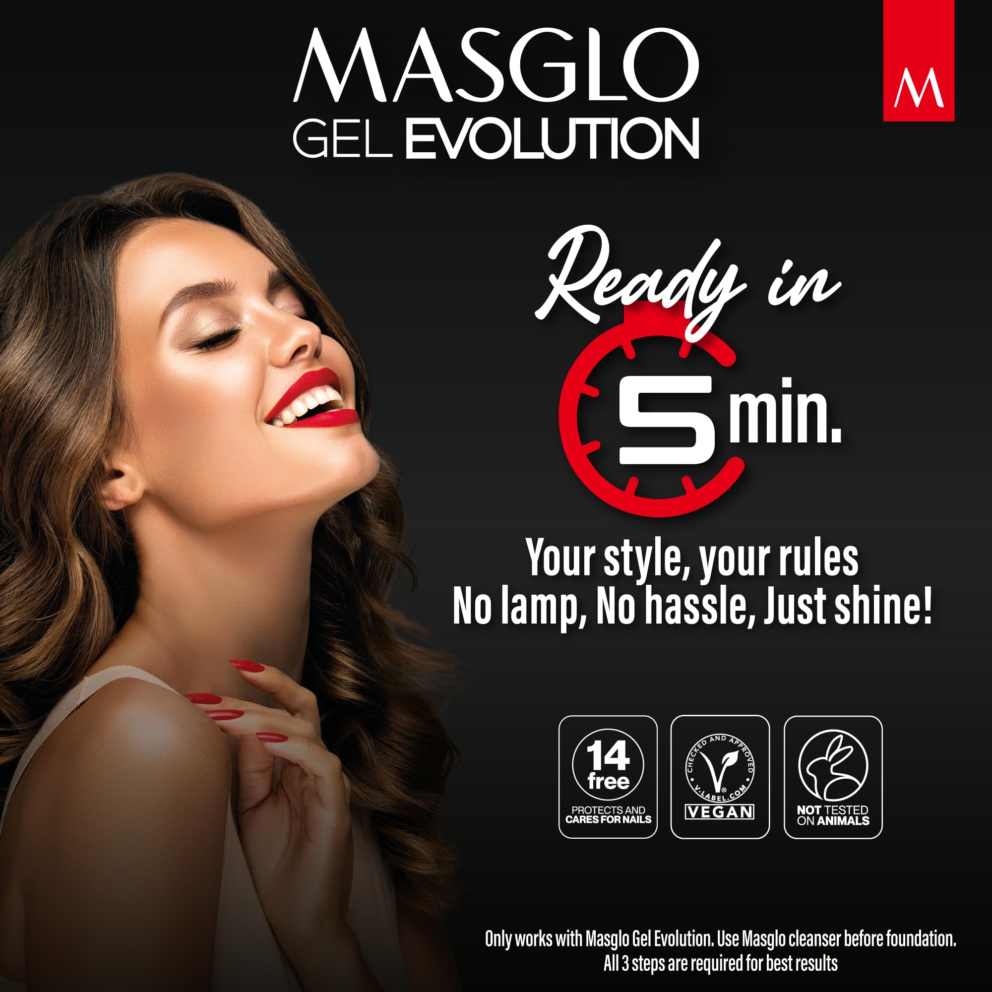 MASGLO Gel Evolution – 3-Piece Nail Polish Set | No Lamp Needed, 12-Day Wear, 14-Free, High-Gloss, Vegan
