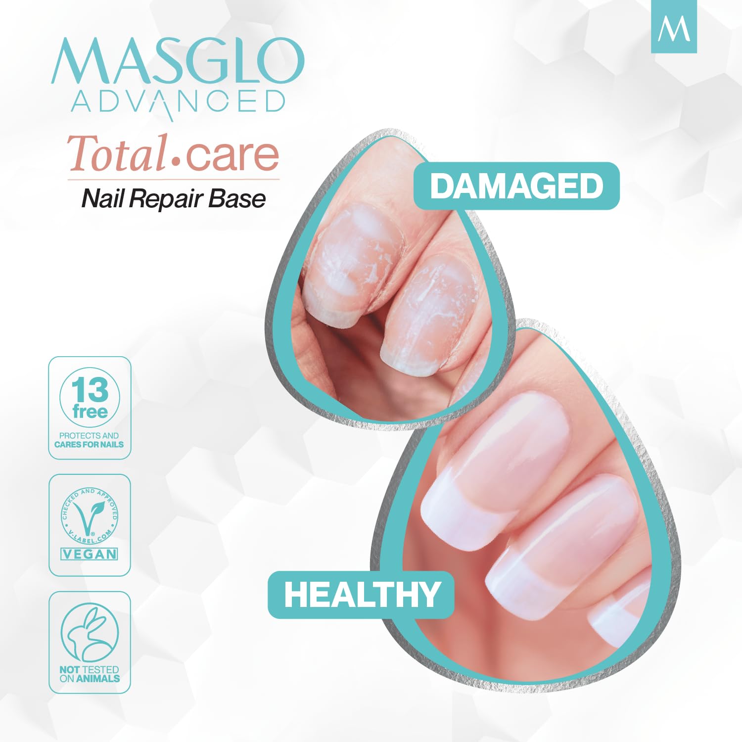 MASGLO Advanced Nail Recovery Base – Strengthening, Hydrating Nude 3-in-1