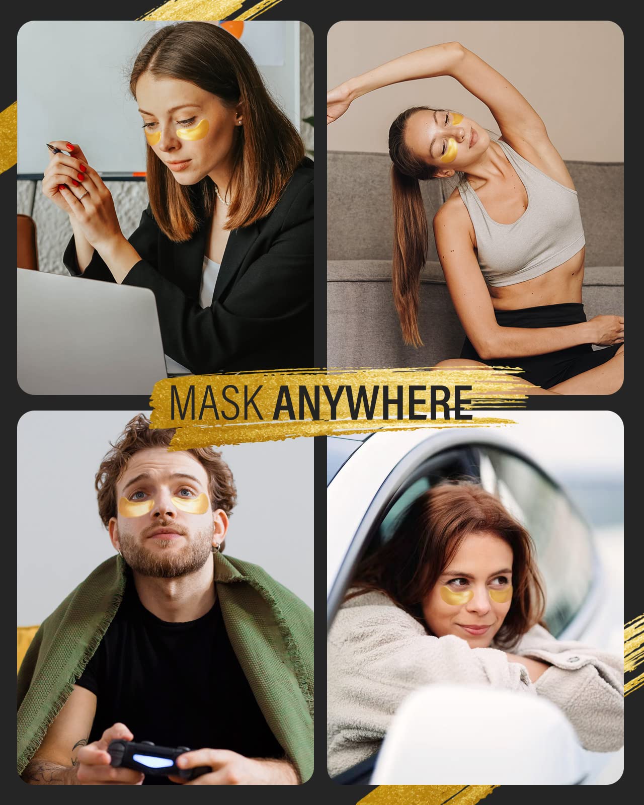 Maskiss 24k Gold Under Eye Patches – 20 Pairs | Collagen & Hyaluronic Acid for Puffy Eyes & Dark Circles