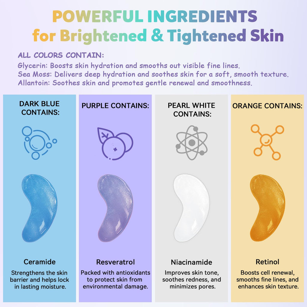 Maskiss Under Eye Patches Variety Pack (48 Pairs) – 8 Colors, 6 Pairs Each, Vegan Skincare Gift