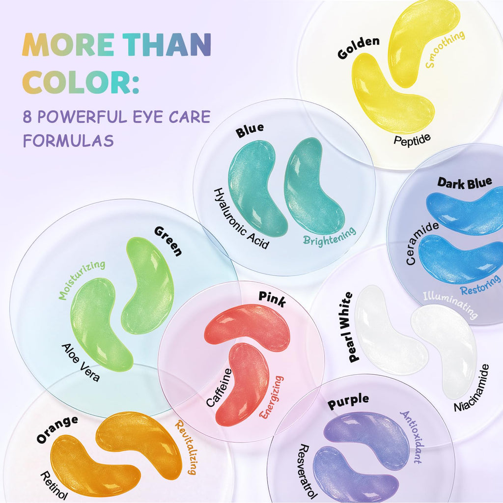 Maskiss Under Eye Patches Variety Pack (48 Pairs) – 8 Colors, 6 Pairs Each, Vegan Skincare Gift