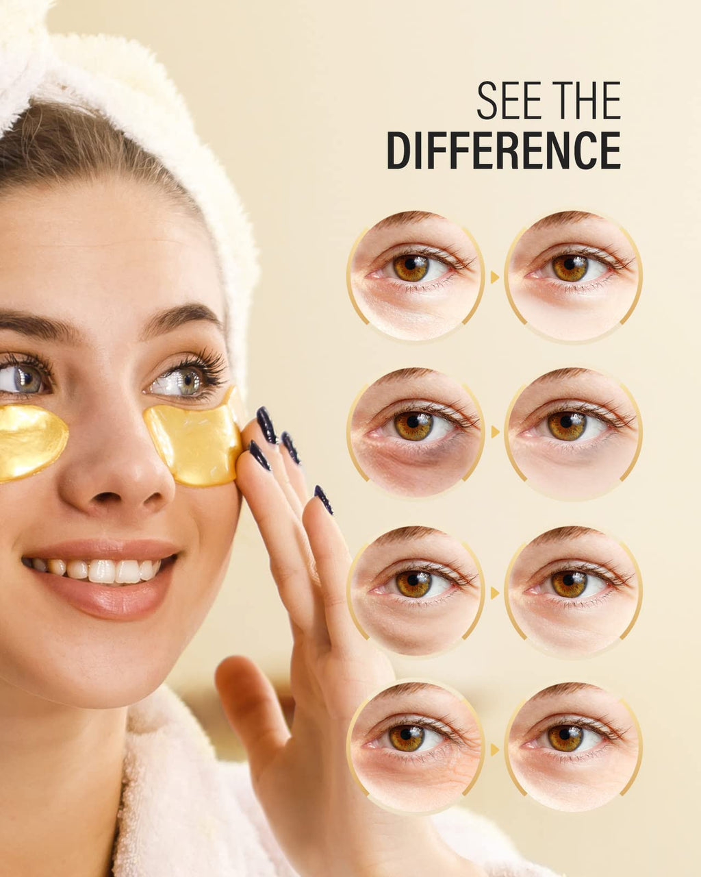 Maskiss 24k Gold Under Eye Patches – 20 Pairs | Collagen & Hyaluronic Acid for Puffy Eyes & Dark Circles