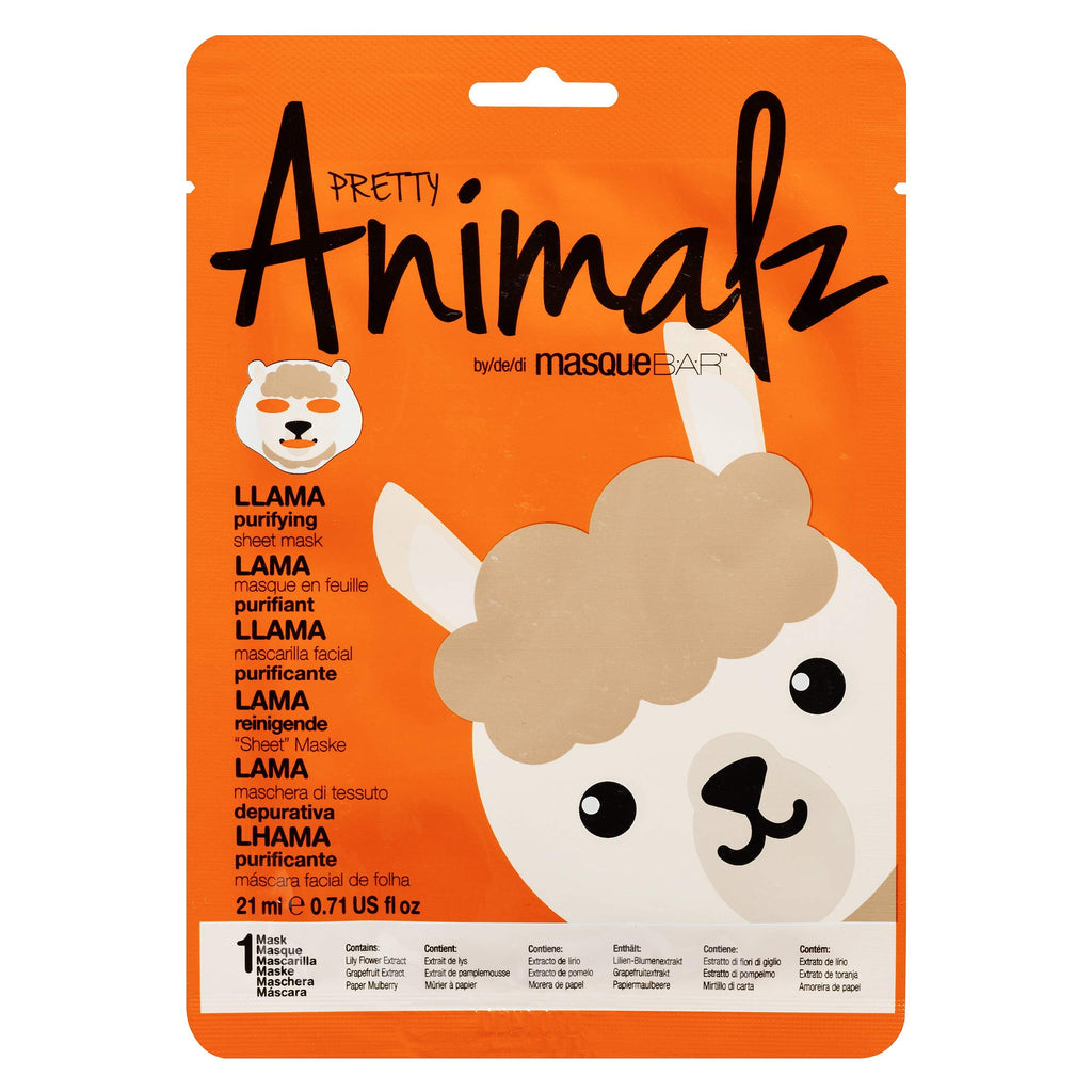 Masque BAR Pretty Animalz Llama Facial Sheet Mask - 6 Pack | Brighten, Even Skin Tone, Anti-Aging