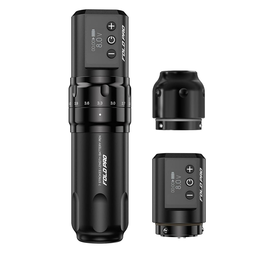 MAST TATTOO Fold Pro Wireless Rotary Pen – 7 Stroke Lengths, 2 Batteries, Mcore MY031