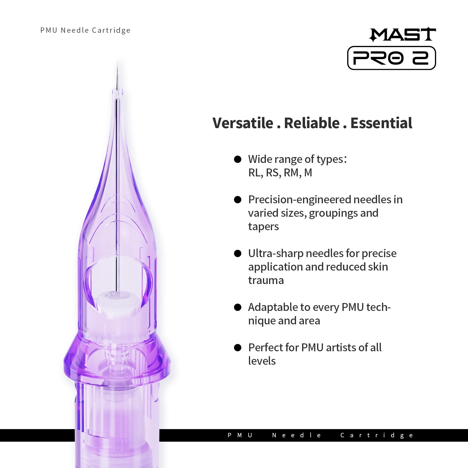 Mast PMU Tattoo Needles 1007RL – 18mm Long Tip, 0.3mm Round Liner for Precision