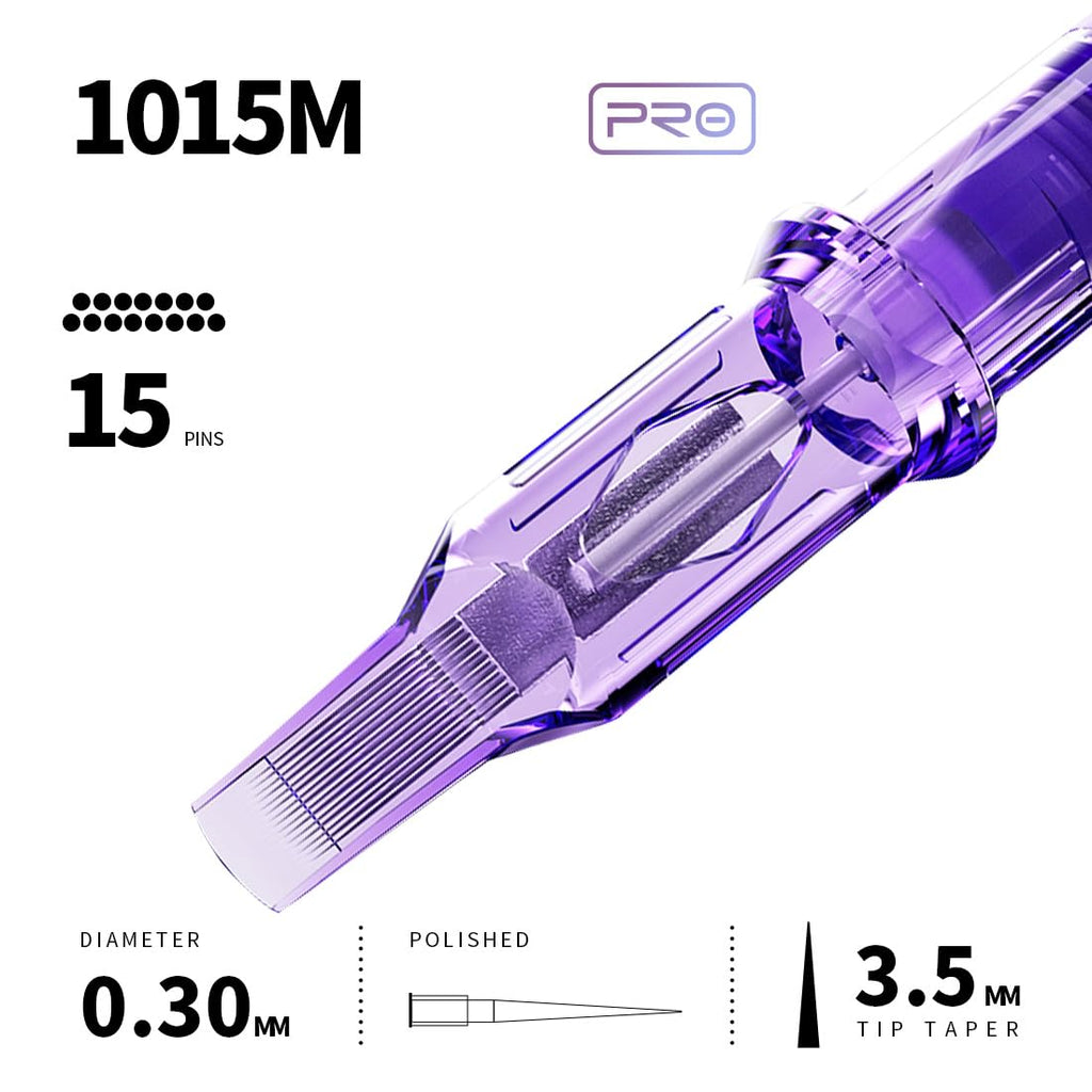 MAST TATTOO Mast Pro Cartridges 1015M – 20Pcs Disposable Bugpin Magnum Needles (Liner & Shader)