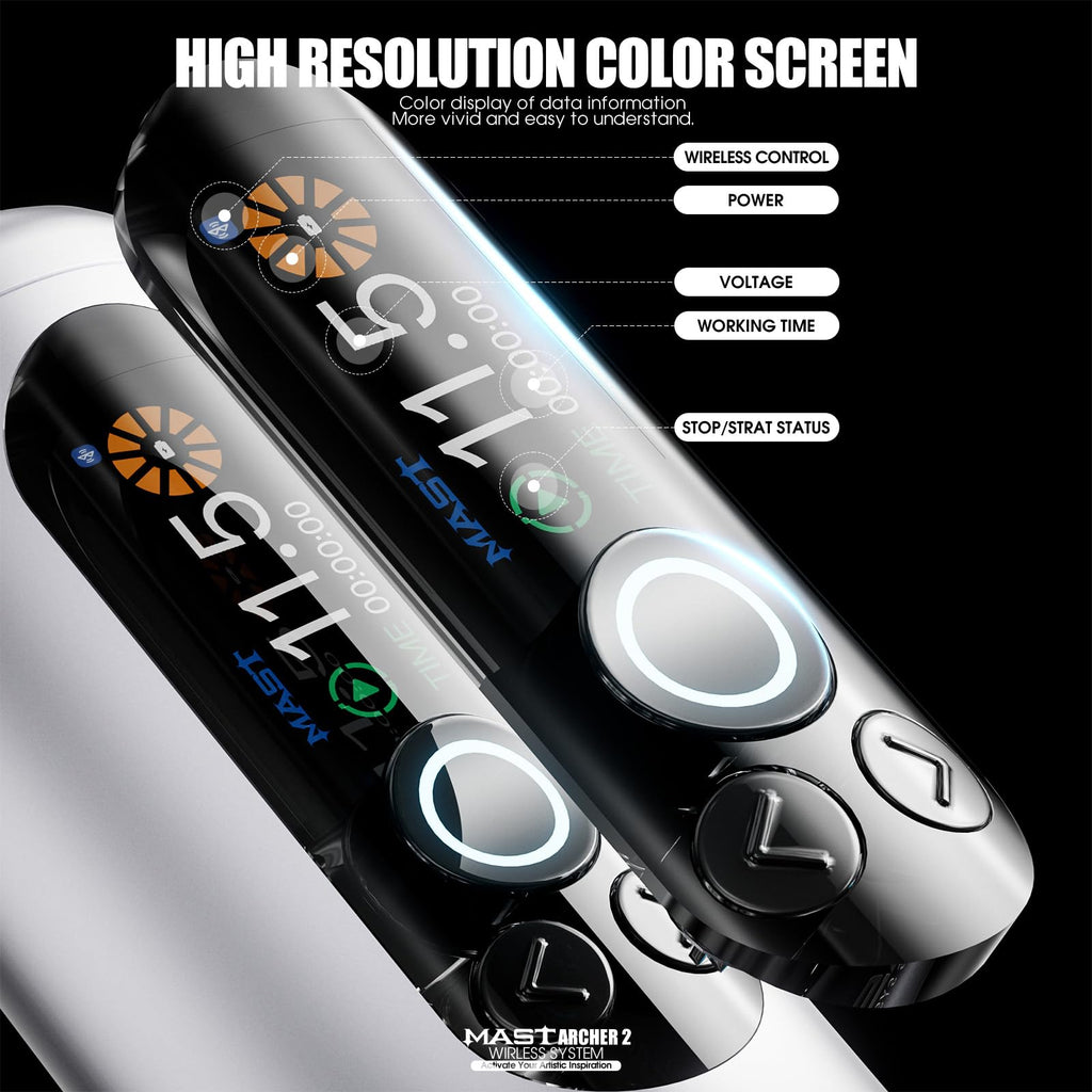 MAST TATTOO Archer2 Wireless Tattoo Kit – Brushless Pen, 12V 10000rpm, Type-C Charging, 20 Cartridges
