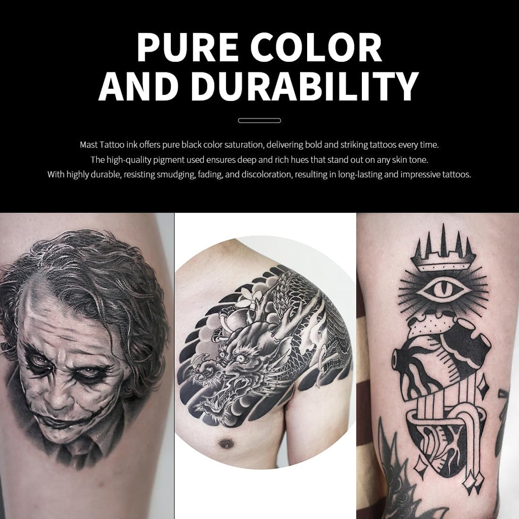 Mast Tattoo Ink Bottle 0.5oz - Triple Black Mas05 | Long-Lasting Color, Easy Flow, Vegan