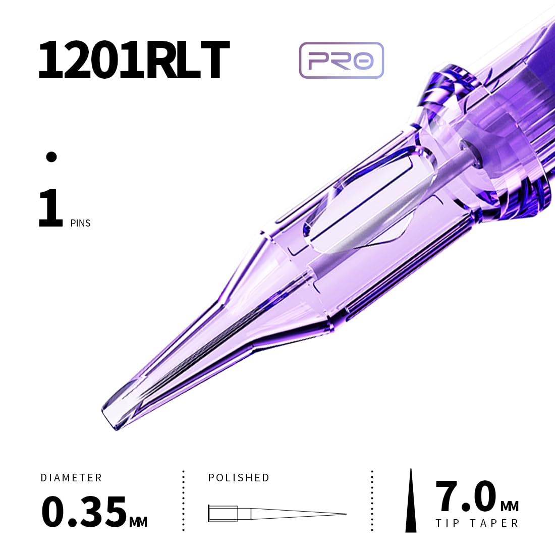 MAST TATTOO Pro Cartridge Needles 1201RLT – 20Pcs, 7mm Tight Long Taper