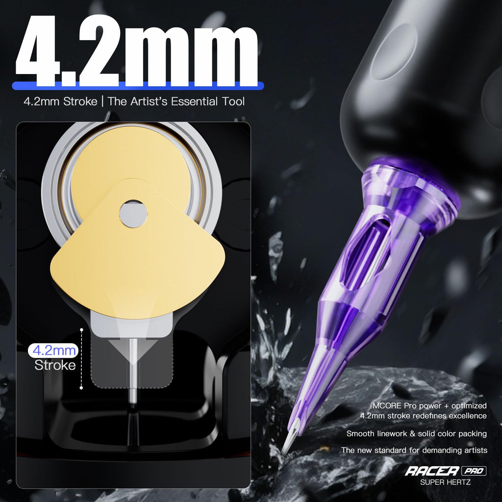 MAST TATTOO Racer Pro Wireless Tattoo Gun Kit – Precision Lining & Shading, 4.2mm Stroke, 3-140Hz