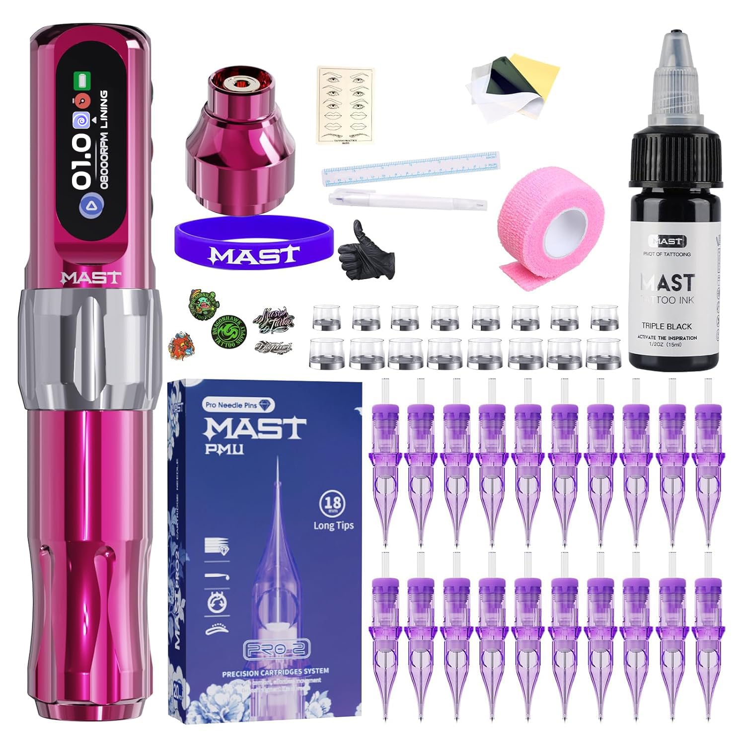 Mast Tattoo Tour2 Pro Cordless Tattoo Pen Kit for Beginners – Home Training