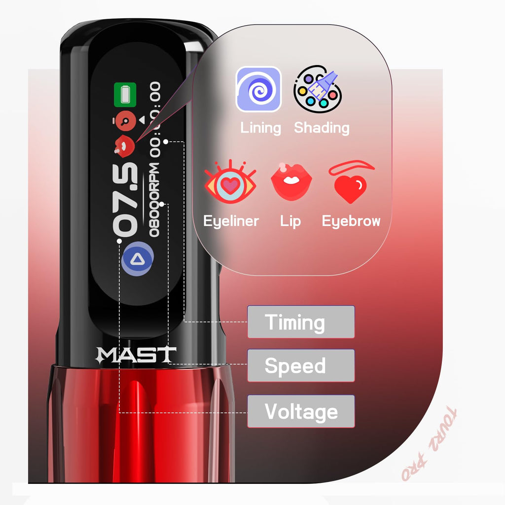 Mast Tattoo Tour2 Pro Cordless Tattoo Pen Kit for Beginners – Home Training