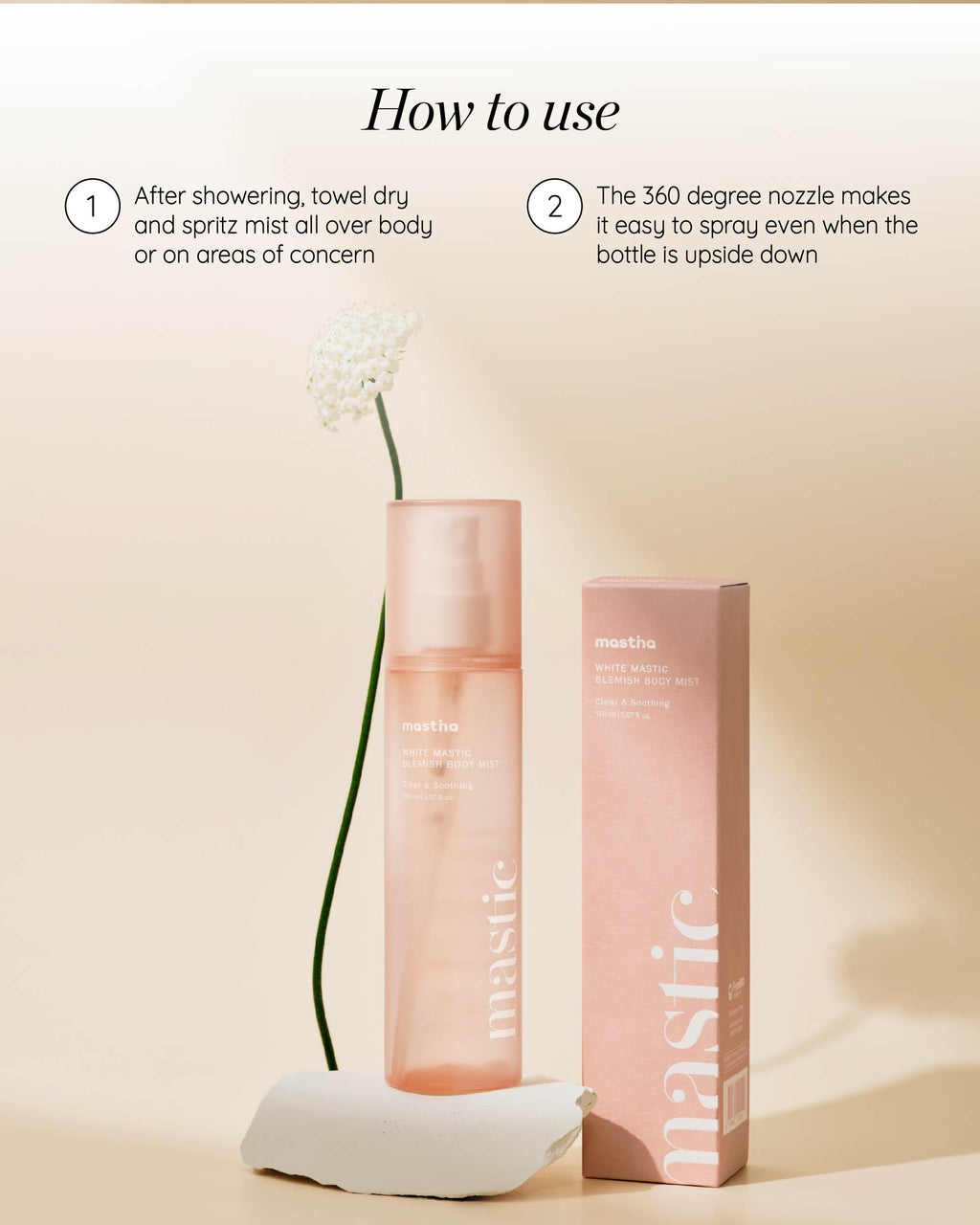 MASTINA White Mastic Cooling Body Mist – Hydrating & Brightening Body Spray (5.1 fl oz)