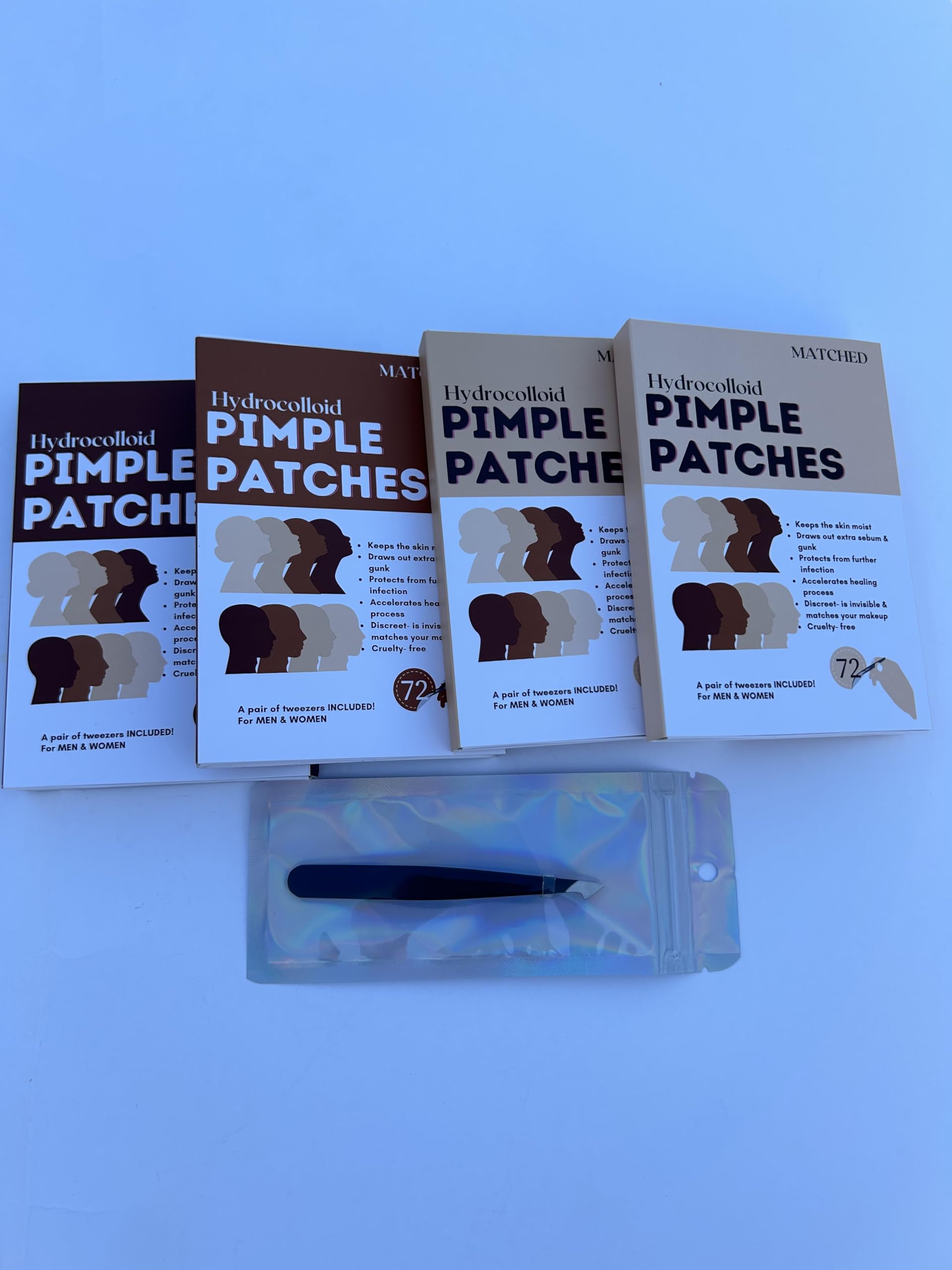 MATCHED Invisible Hydrocolloid Pimple Patches | 72 Count, 3 Sizes (MONTEGO)
