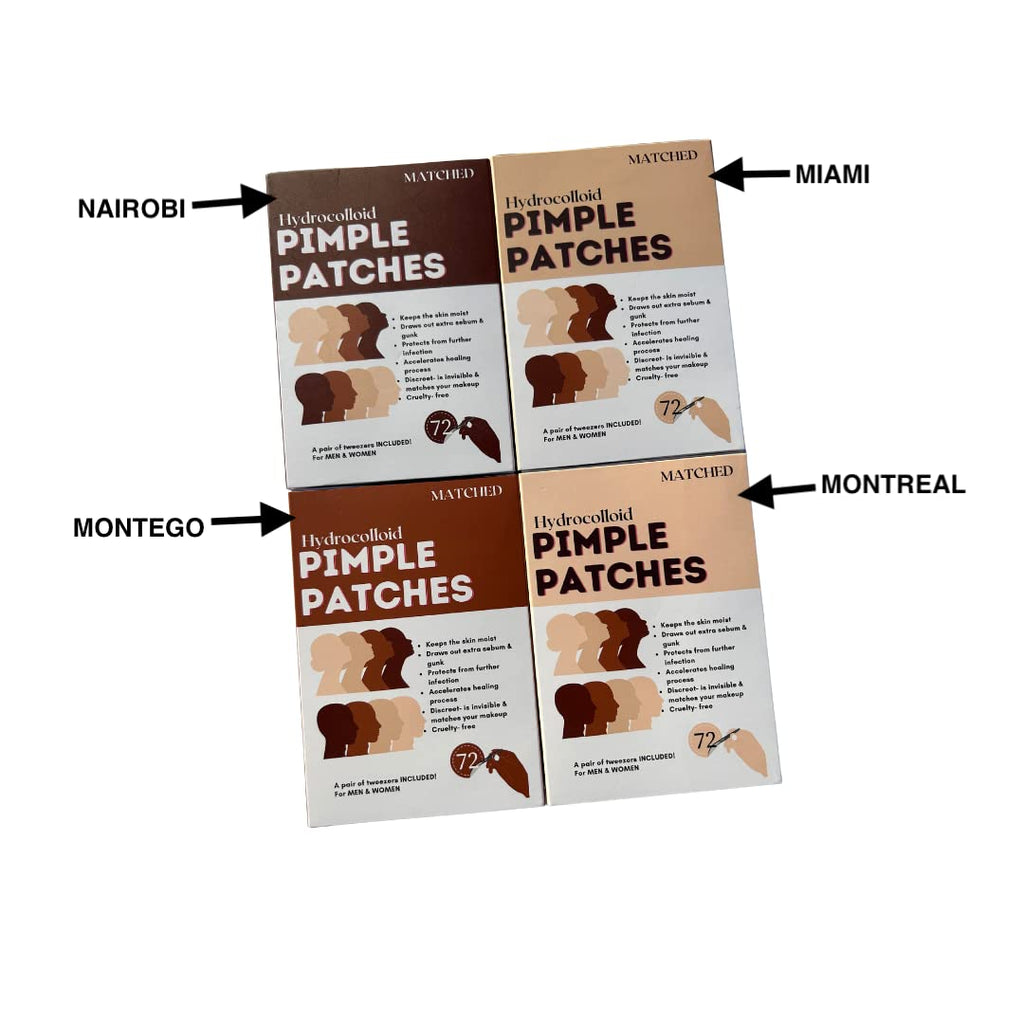 MATCHED Hydrocolloid Pimple Patches – Invisible, 3 Sizes, 72-Count – Skin-Tone Matching Acne Patches (Montreal)