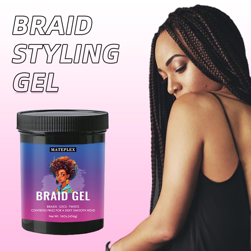 MATEPLEX 16 oz Braid Gel – Extreme Hold for Twist & Locs, Non-Greasy Edge Control