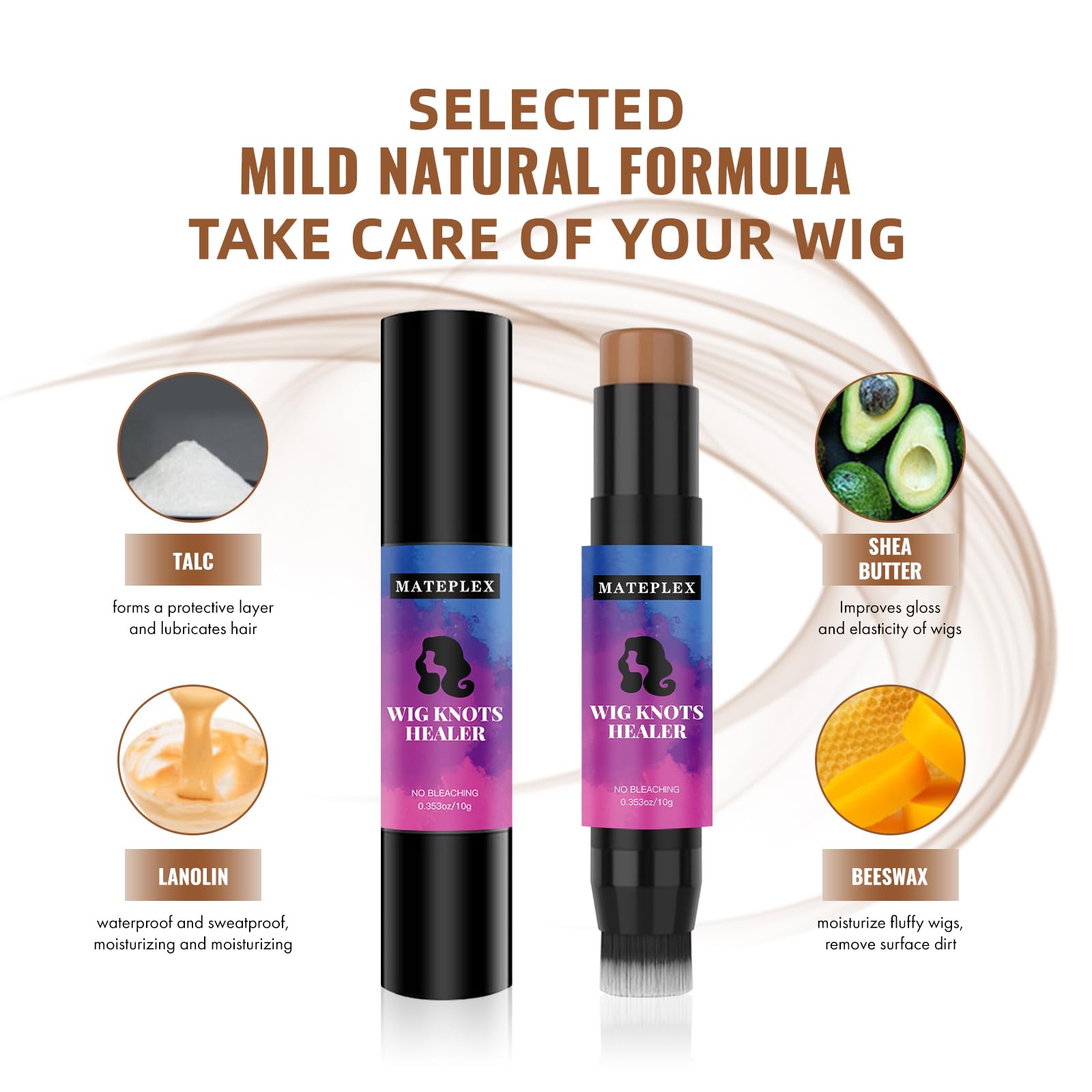 Mateplex Wig Knot Concealer & Dyeing Stick for Lace Wigs – 10g, Sweat-Proof, No Bleaching, Medium Brown