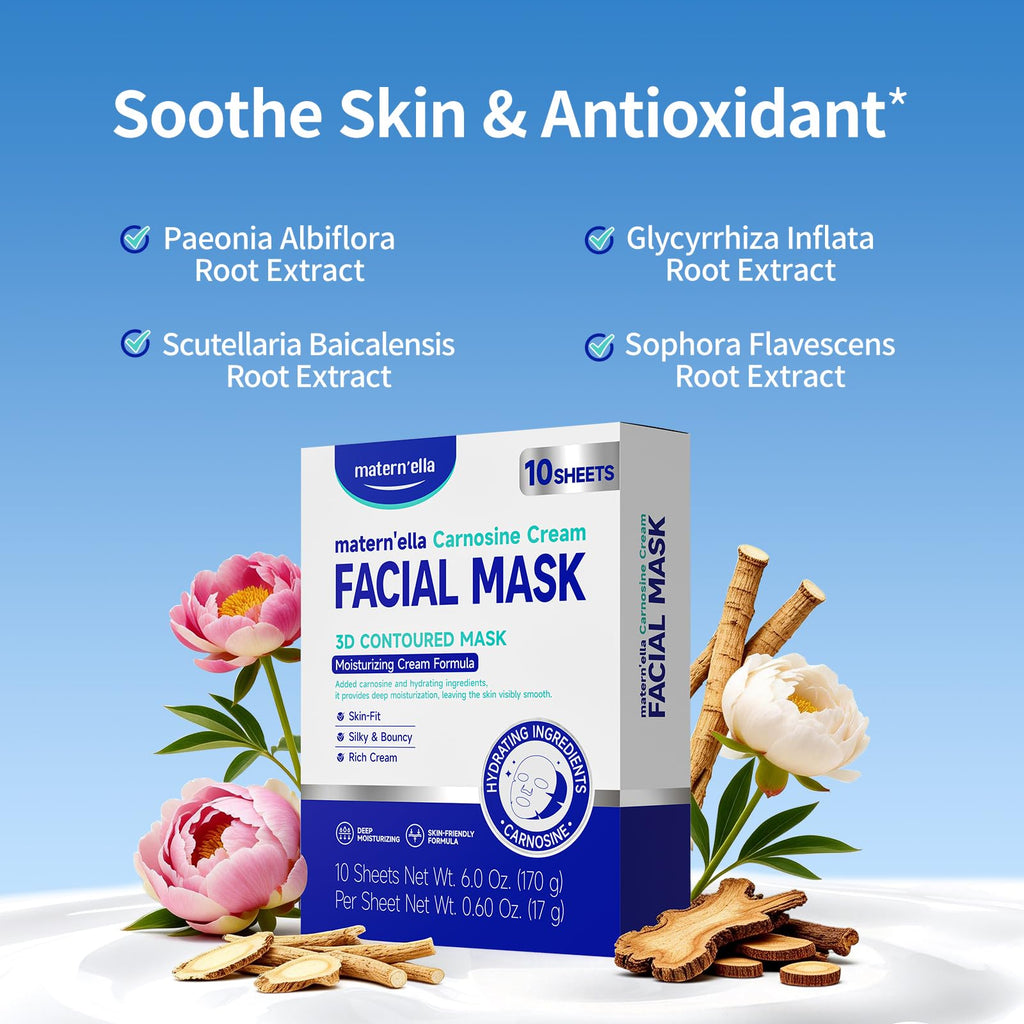 matern'ella Carnosine Cream Facial Mask with Pro-Xylane & Peptides – 3D Contour, Deep Hydration