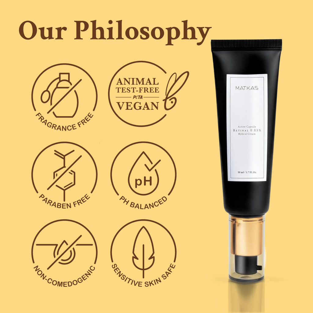 MATKAS Korean Retinal Night Cream 0.05% – 1.7 fl oz | Hydration, Niacinamide & Ceramide Barrier Repair