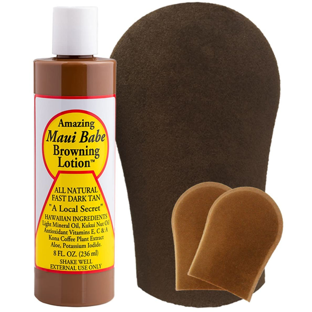 Maui Babe Browning Lotion – Outdoor Tanning Lotion with Face & Body Mitts