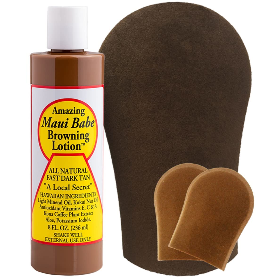 Maui Babe Browning Lotion – Outdoor Tanning Lotion with Face & Body Mitts