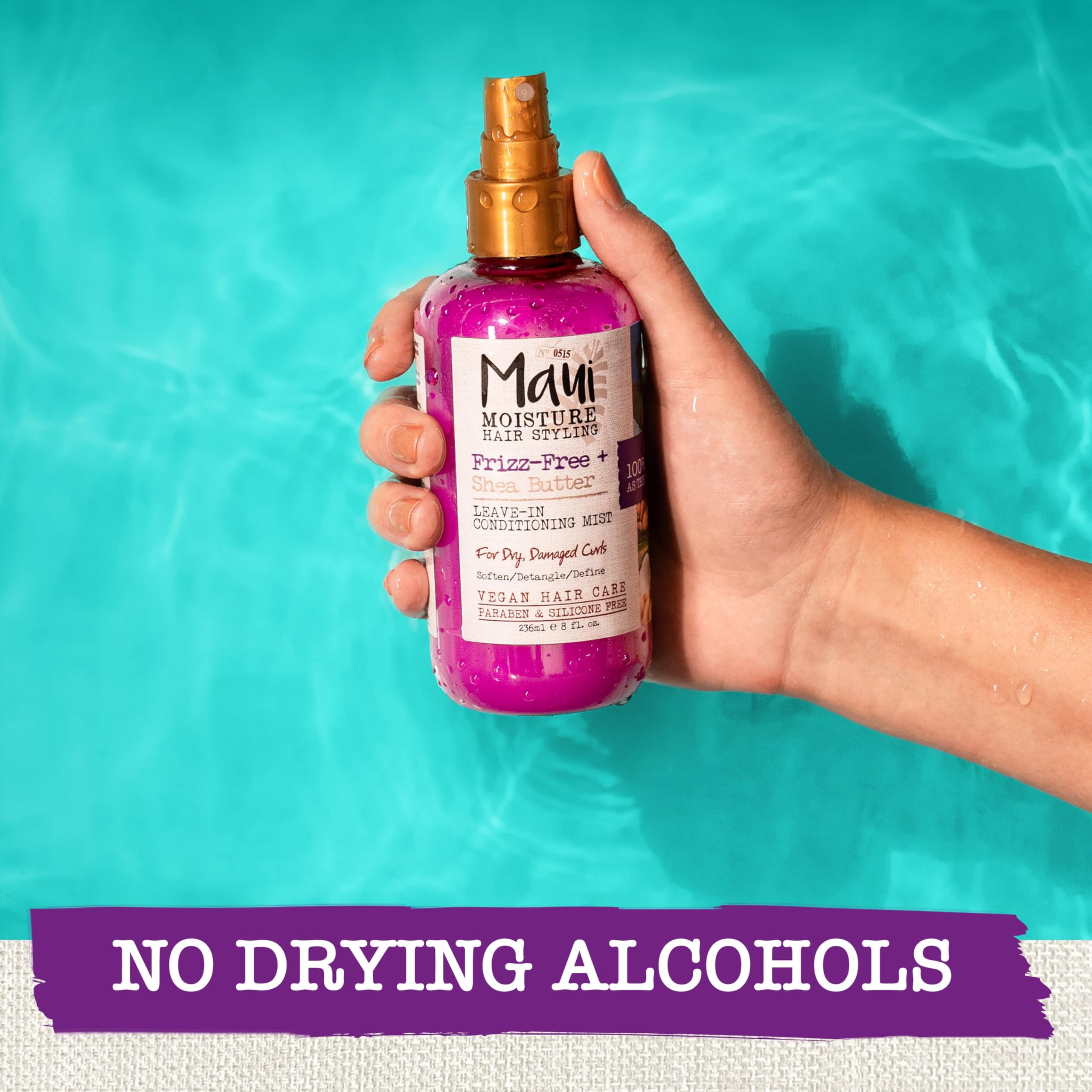 Maui Moisture Frizz-Free Shea Butter Leave-In Conditioning Mist – Define & Detangle Curls, 8 fl oz