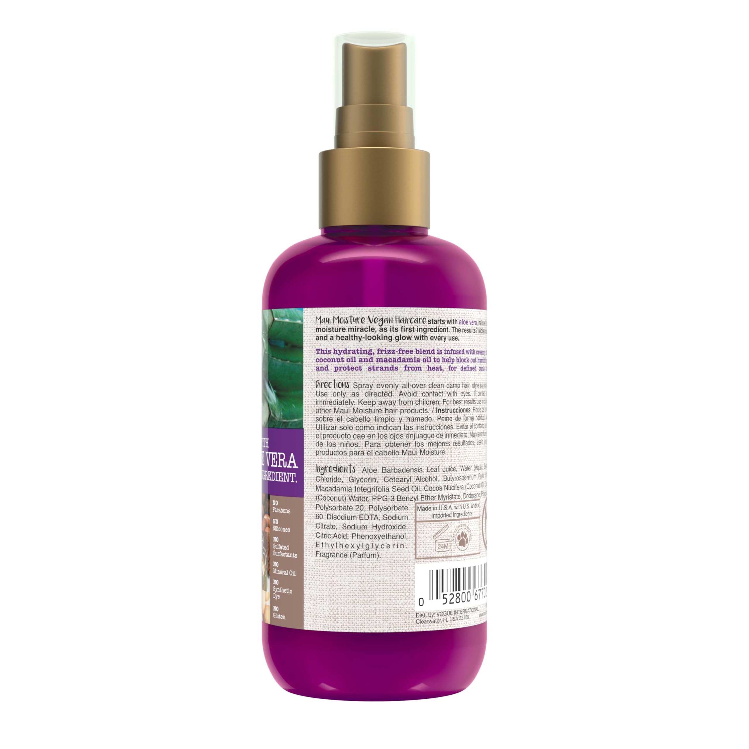 Maui Moisture Frizz-Free Shea Butter Leave-In Conditioning Mist – Define & Detangle Curls, 8 fl oz