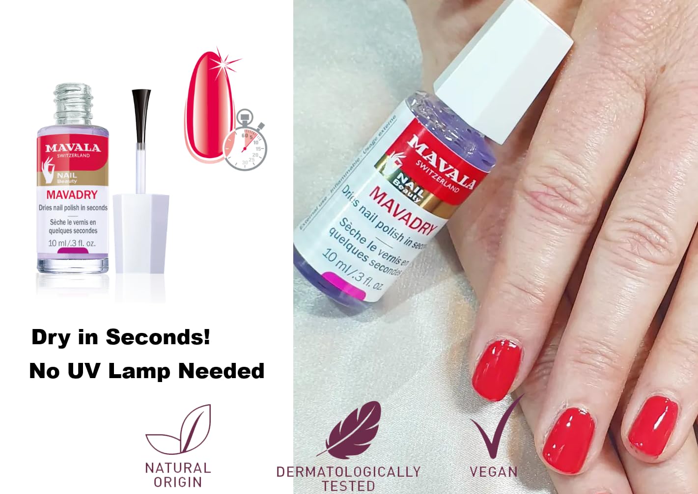 Mavala Mavadry Timesaver Manicure – Dries in Seconds, Chip-Resistant, Long-Lasting Shine (0.3 oz)