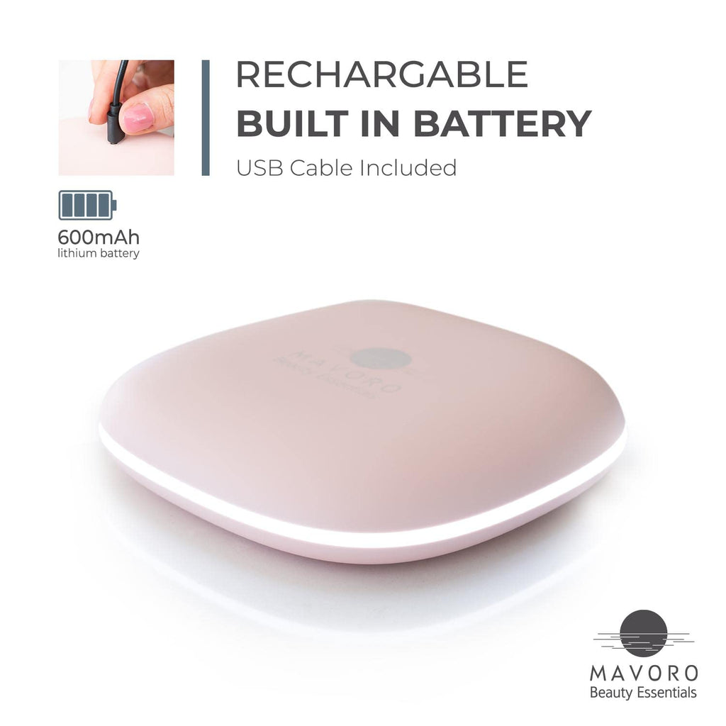 Mavoro LED Lighted Travel Mirror 1x/10x | USB-C Rechargeable | Heavenly Pink