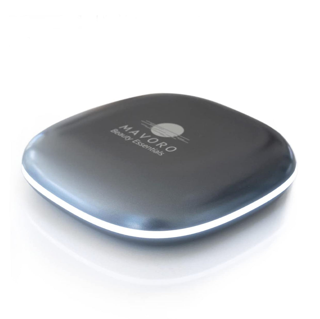 Mavoro LED Lighted Travel Mirror — 1x/10x Magnification, USB-C Rechargeable, Graphite Grey