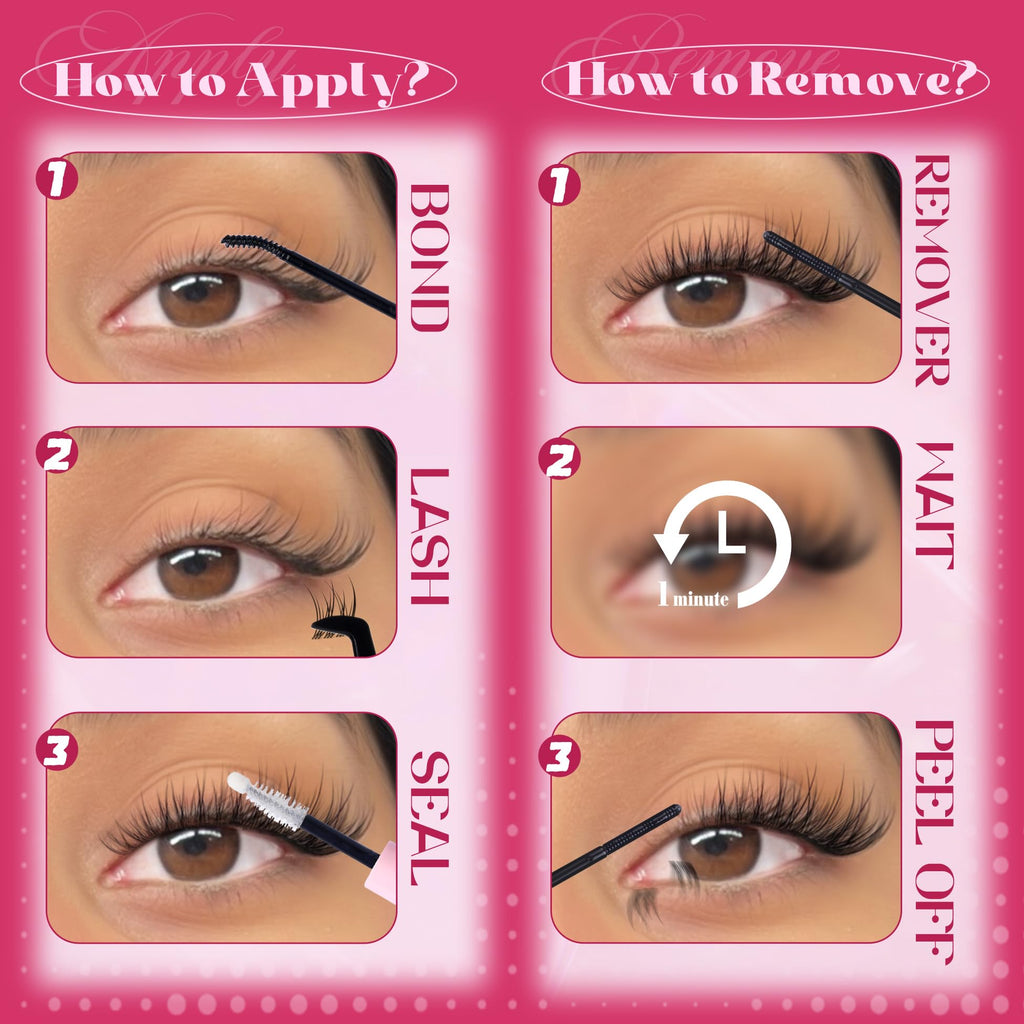 Mavphnee Natural Lash Clusters Kit — Wispy CC-Curl Lashes, Clear Band, DIY Lash Extensions, Bond & Seal, Remover